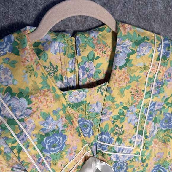 Vintage Laura Ashley Floral Maxi Dress Sailor Collar Prairie 80s - Picture 5 of 12